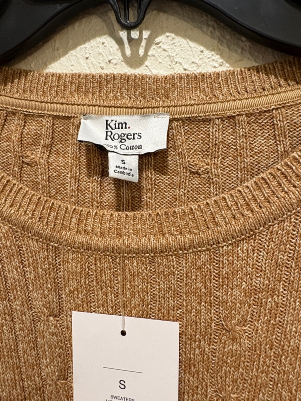 Kim Rogers Camel Cable Crewneck Sweater - Picture 2 of 6